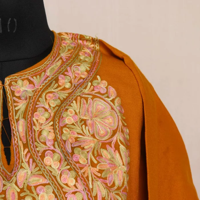 Mustard Shah Kashmiri Warm Pheran For Women - Image 3