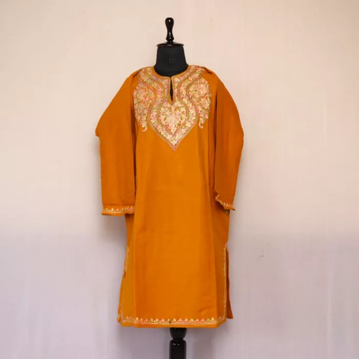 Mustard Shah Kashmiri Warm Pheran For Women - Image 2