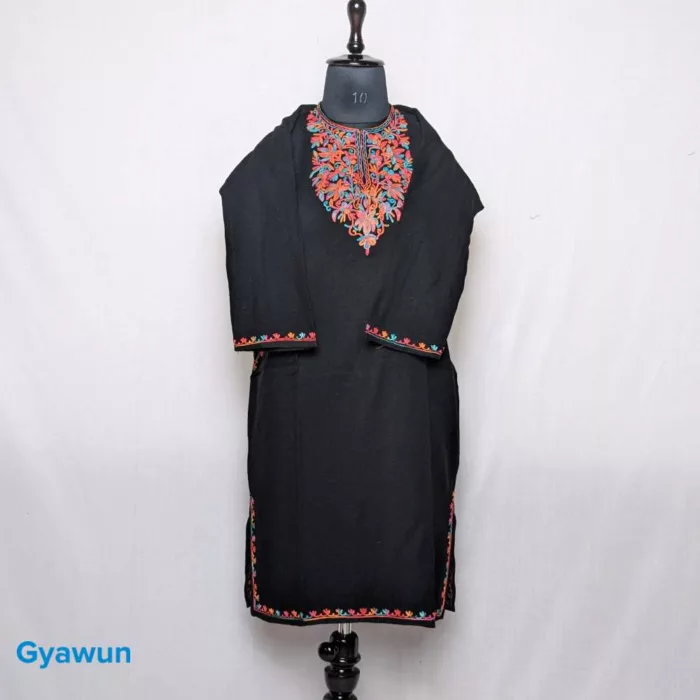 Black Rangebahar Rumi Kashmiri Girls Short Pheran (L37)