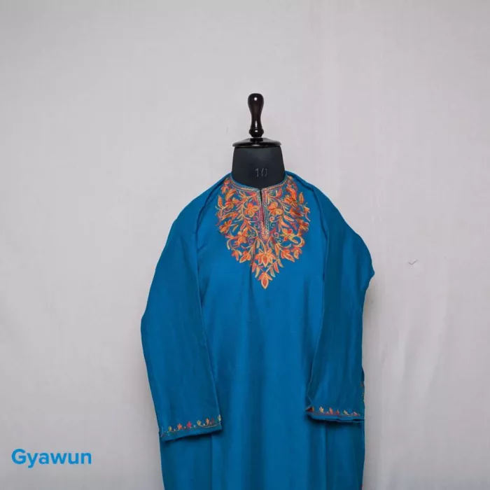 Rumi Blue Kashmiri Girls Short Pheran (L38) - Image 2