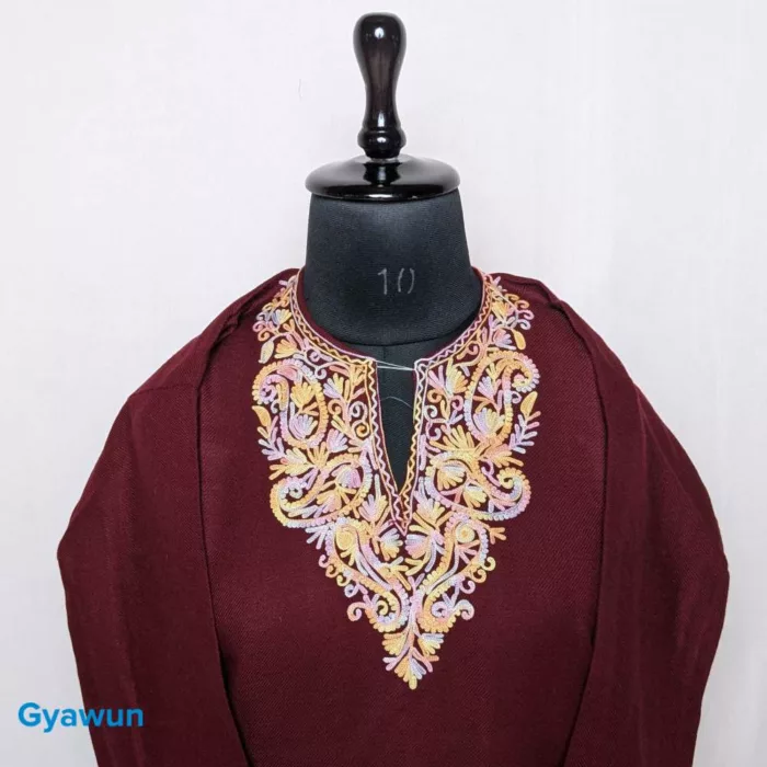 Rumi Maroon Kashmiri Girls Short Pheran (L36) - Image 3