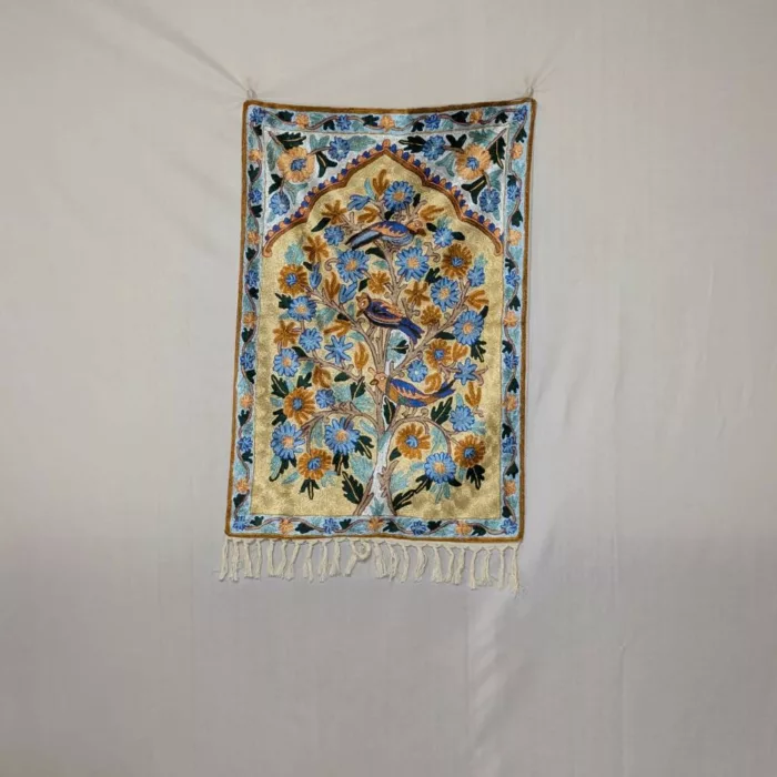 Tree of Life Dal Jheel Kashmiri Handmade Chainstitch Wall Hanging 3x2ft