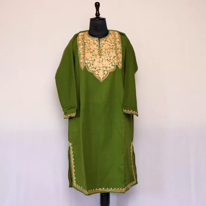 Duru Green Kashmiri Pheran For Women - Image 2