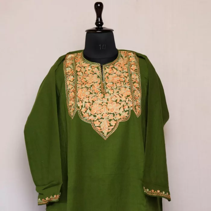 Duru Green Kashmiri Pheran For Women