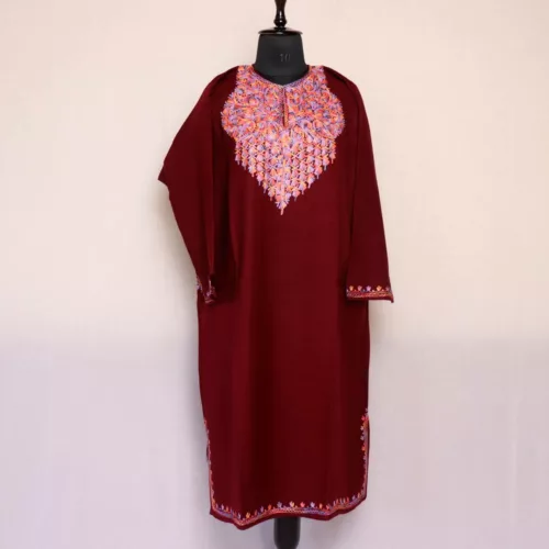 maroon color winter pheran 1