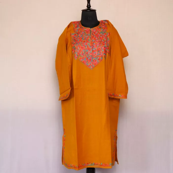 Bage-Mustard Kashmiri Gyawun Phiran For Women - Image 2