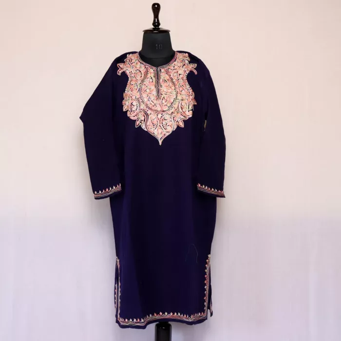 Sindh Dark Blue Kashmiri Woolen Pheran - Image 2