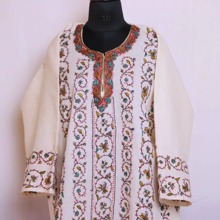 Kashmiri pheran designer hand aari jaal full embroidery 20241004 18