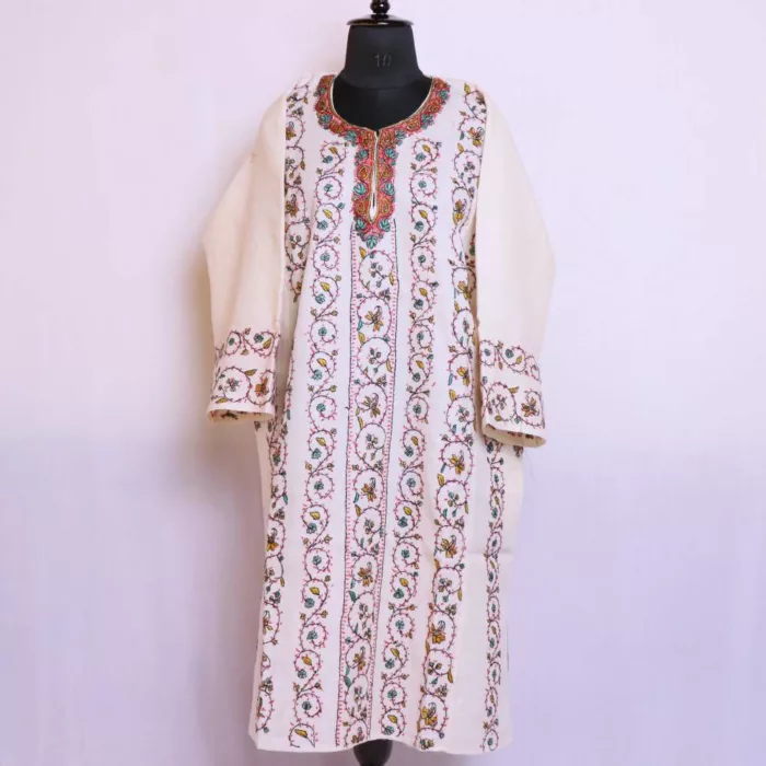 Kashmiri pheran designer hand aari jaal full embroidery 20241004 19