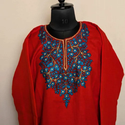 Kashmiri wool pheran red 01