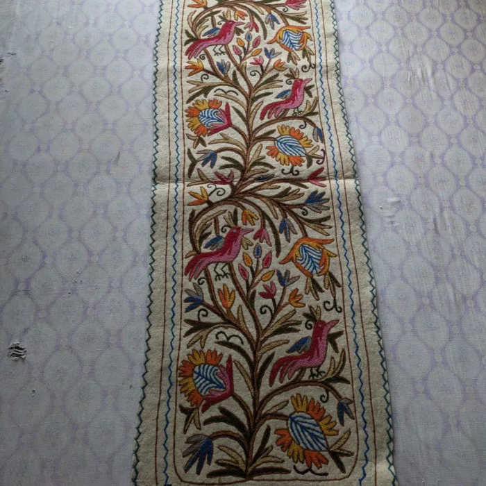 Kashmiri Birdy Embroidered Handmade Namda Runner Rug 6×2ft - Image 5