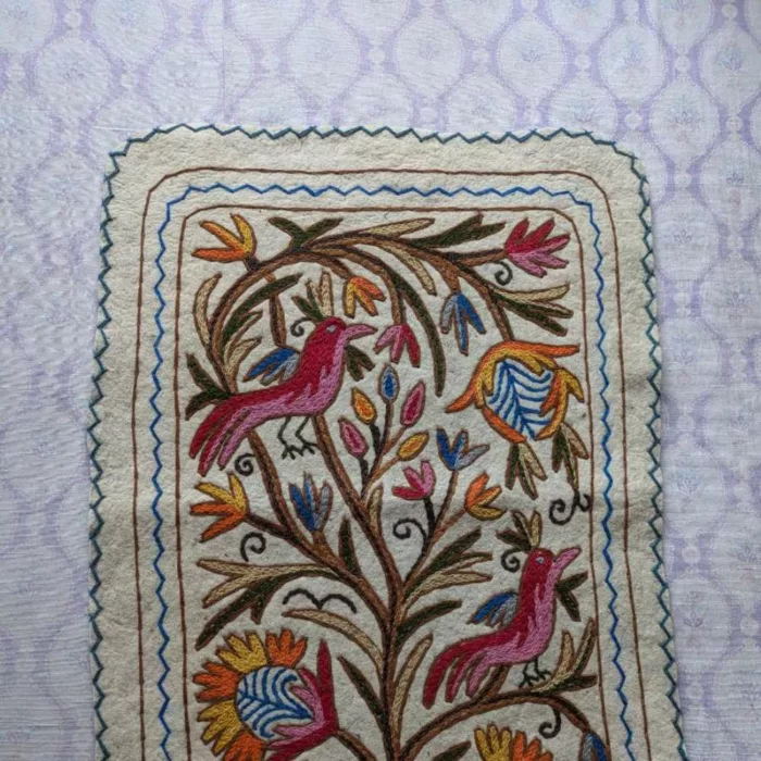 Kashmiri Birdy Embroidered Handmade Namda Runner Rug 6×2ft - Image 6