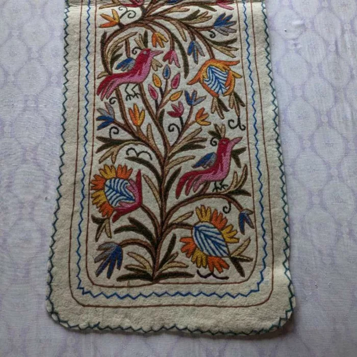 Kashmiri Birdy Embroidered Handmade Namda Runner Rug 6×2ft - Image 7