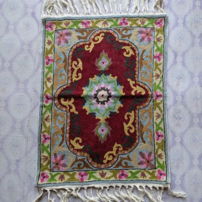 Namda Rug Kashmiri silk Stitch Handmade 1 jpg