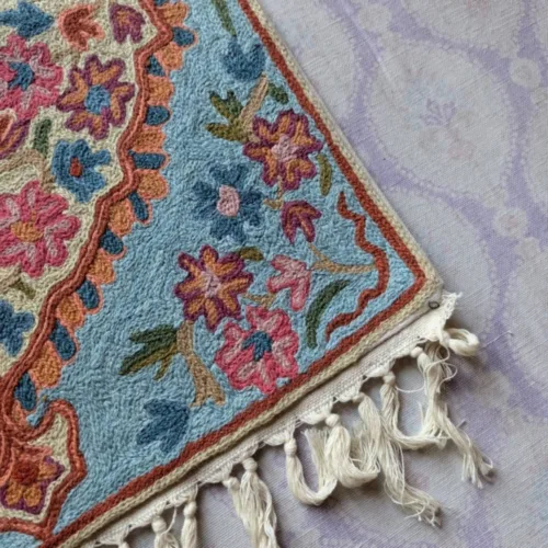 Namda Rug Kashmiri silk Stitch Handmade 11