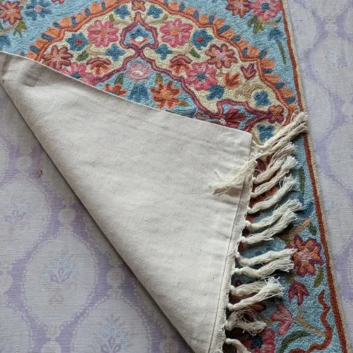 Namda Rug Kashmiri silk Stitch Handmade 12