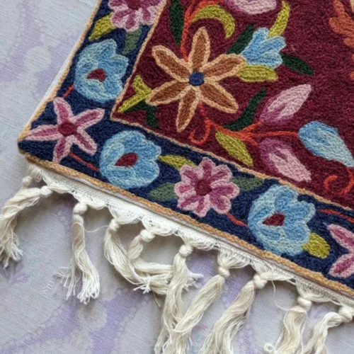 Namda Rug Kashmiri silk Stitch Handmade 15