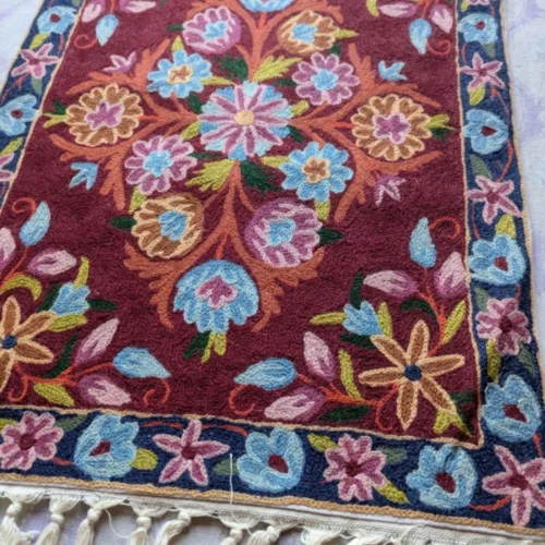 Namda Rug Kashmiri silk Stitch Handmade 19