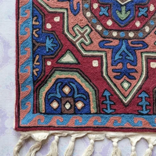 Namda Rug Kashmiri silk Stitch Handmade 21