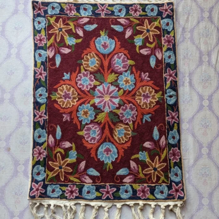 Namda Rug Kashmiri silk Stitch Handmade 32 jpg