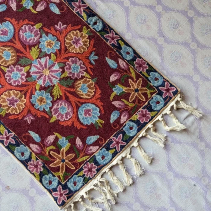 Namda Rug Kashmiri silk Stitch Handmade 34 jpg