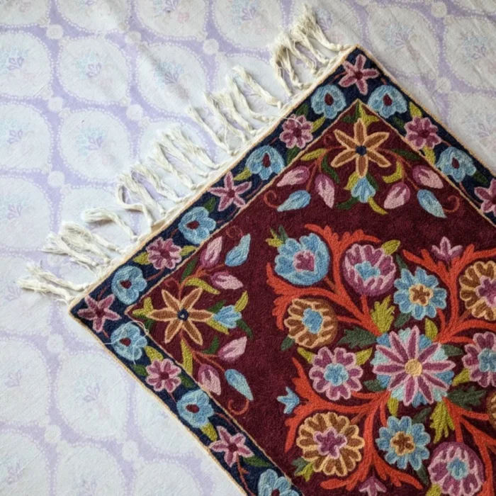 Namda Rug Kashmiri silk Stitch Handmade 35 jpg