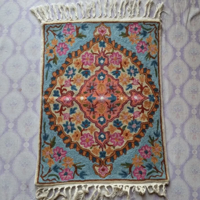 Namda Rug Kashmiri silk Stitch Handmade 39 jpg