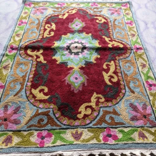 Namda Rug Kashmiri silk Stitch Handmade 4