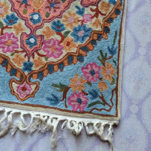 Namda Rug Kashmiri silk Stitch Handmade 43