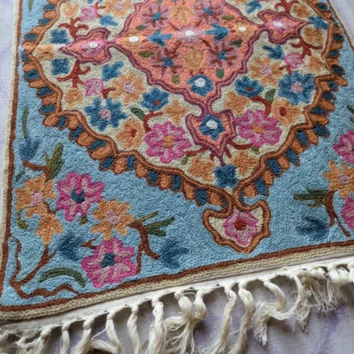 Namda Rug Kashmiri silk Stitch Handmade 46