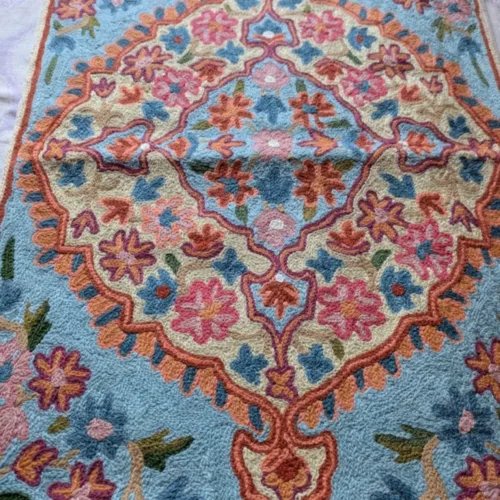 Namda Rug Kashmiri silk Stitch Handmade 49