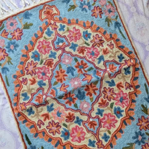 Namda Rug Kashmiri silk Stitch Handmade 52