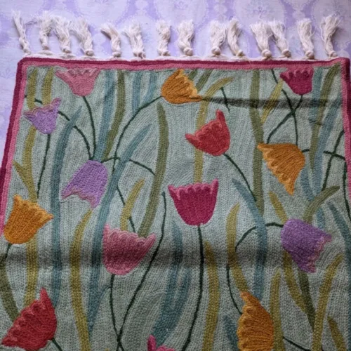 Namda Rug Kashmiri silk Stitch Handmade 58