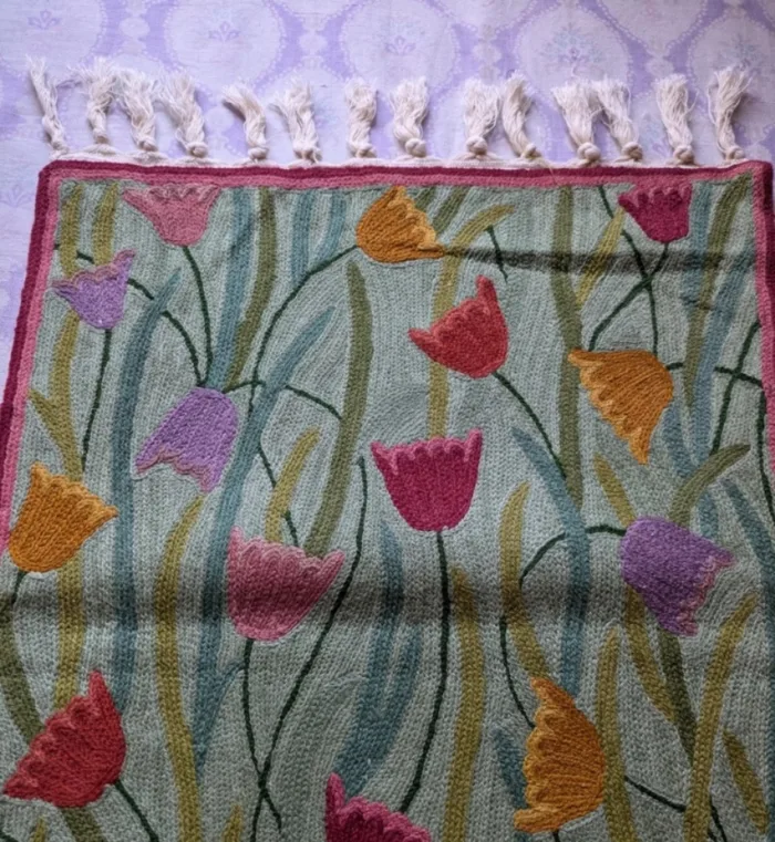 Namda Rug Kashmiri silk Stitch Handmade 58 jpg