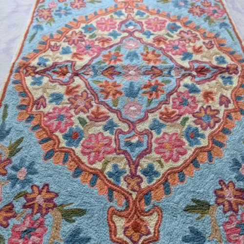 Namda Rug Kashmiri silk Stitch Handmade 9