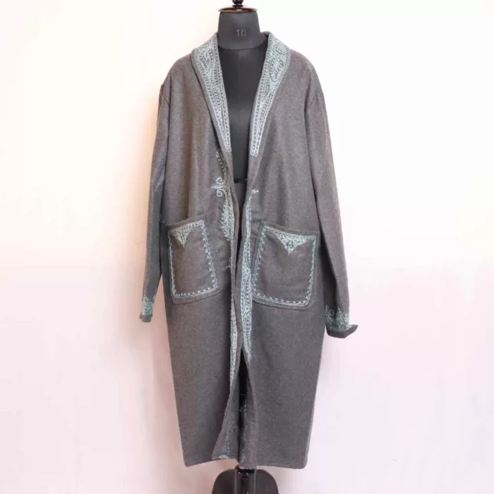 Grey Tweed Gown with Handwork - Altamash