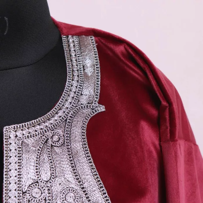 Maroon Velvet Tilla Pheran Kurta - Iltija - Image 3