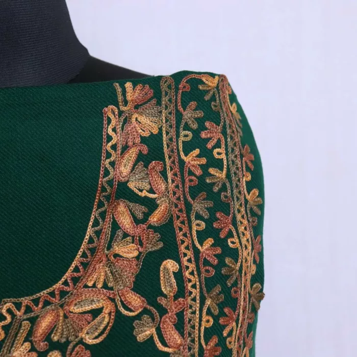 Bottle Green All over Jaal Cashmilon 2PC | Kashmiri Unstitched Salwar Suit for Winter | Lehlav Collection - Image 3