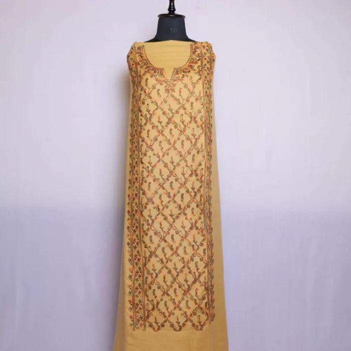 Mustard All over Jaal Cashmilon 2PC | Kashmiri Unstitched Salwar Suit for Winter | Lehlav Collection