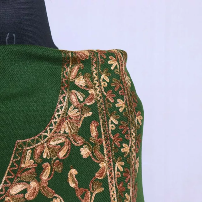 Kashmiri Unstitched Suit Green All over Jaal Cashmilon 2PC for Winter | Lehlav Collection - Image 2