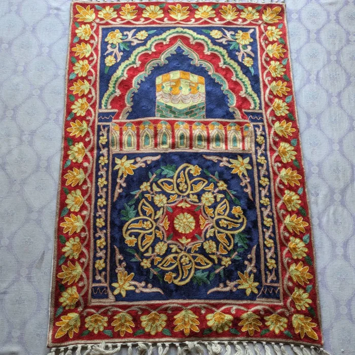 Kashmiri Chain Stitch Hand Embroidered Prayer-Mat | 3x2ft