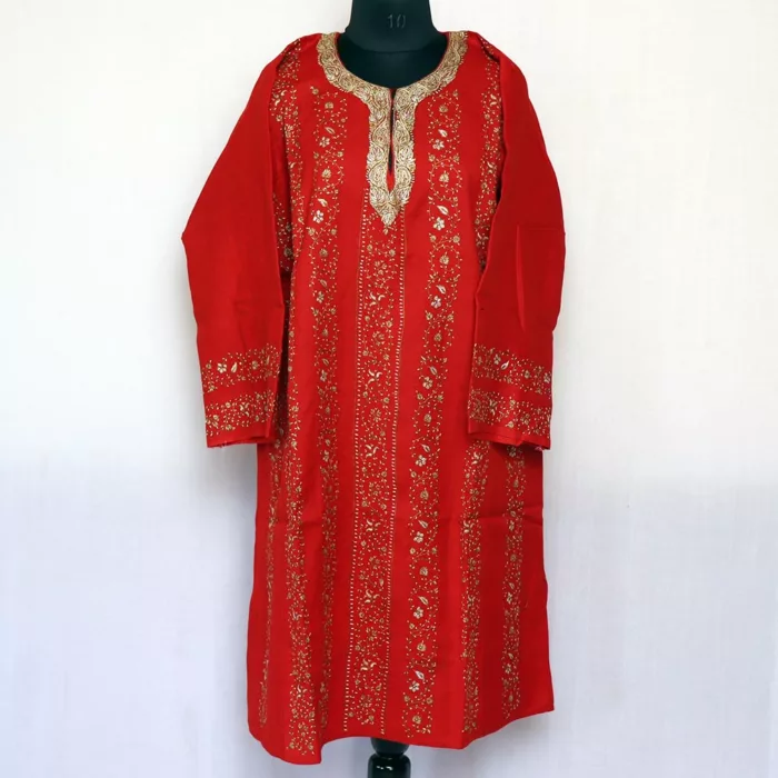 Sone-Lank Maroon Sozni Pheran - Pure Wool With Kashmiri Needle Work - Image 2