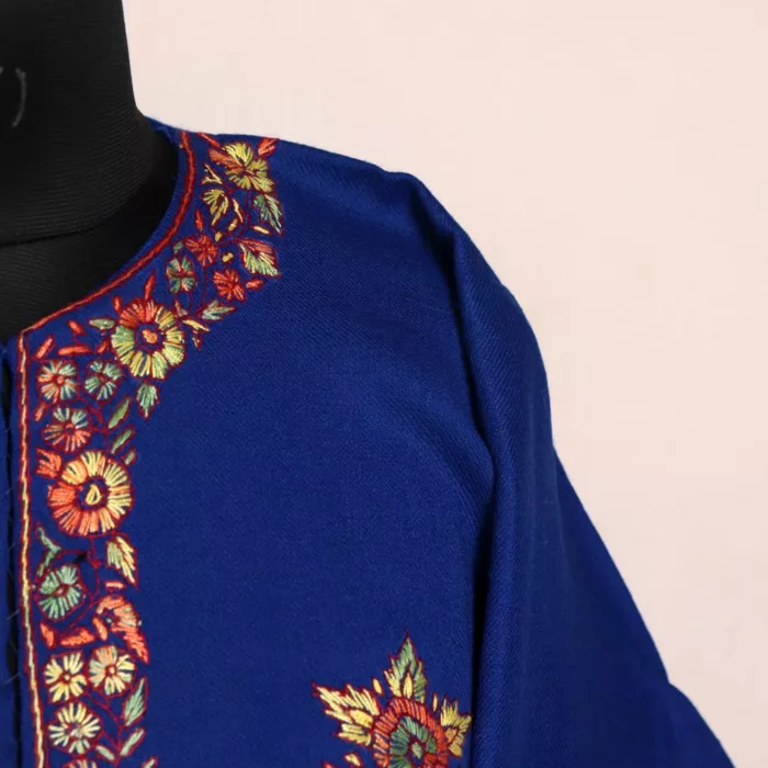 Ayehsa Blue Sozni Pheran - Pure Wool With Kashmiri Needle Work - Image 3