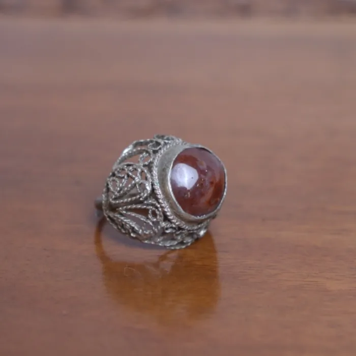 Adjustable Kashmiri Antique Traditional natural aqeeq stone rings16 1