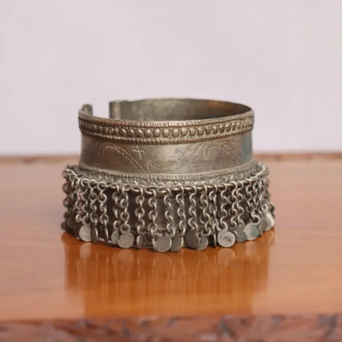 Cuff Bracelet Bangles kashmiri traditional antique silver piece 2