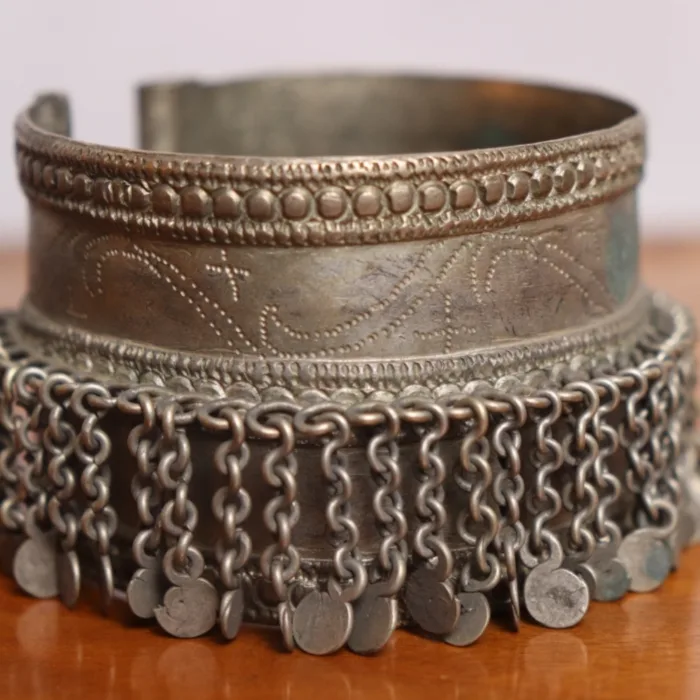 Cuff Bracelet Bangles kashmiri traditional antique silver piece 3