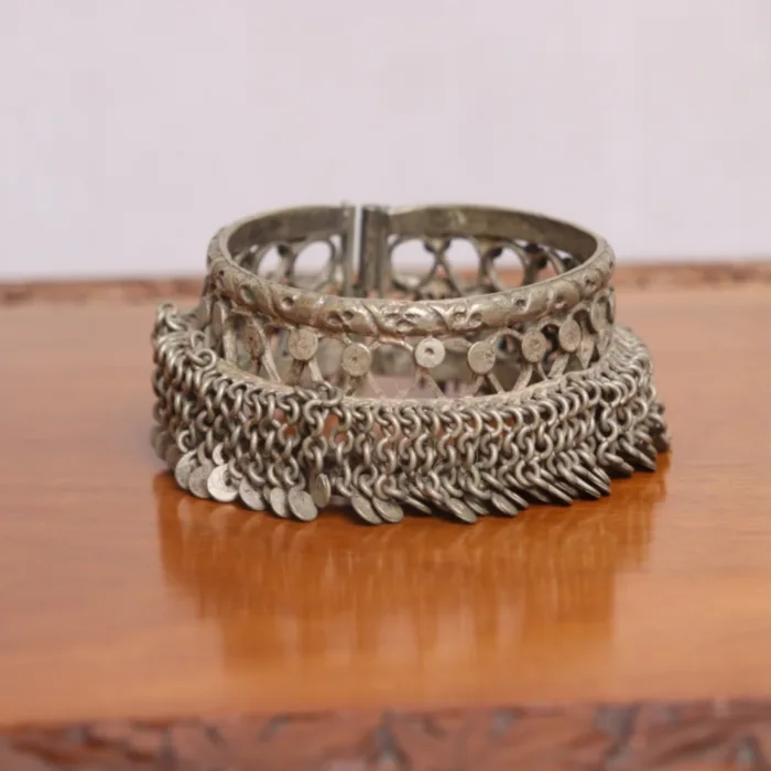 Cuff Bracelet Bangles kashmiri traditional antique silver piece 5