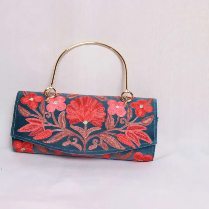 Kashmiri embroidery clutch with handle 09