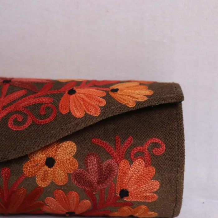 Kashmiri embroidery round clutch 01 jpg