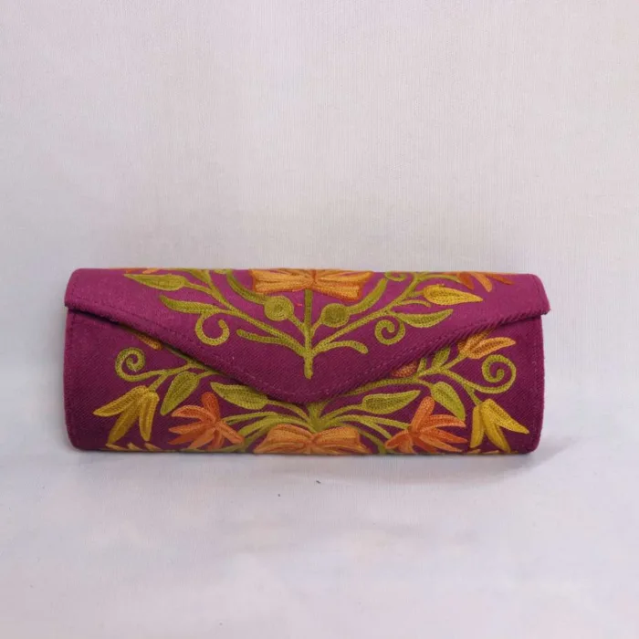 Kashmiri embroidery round clutch 06